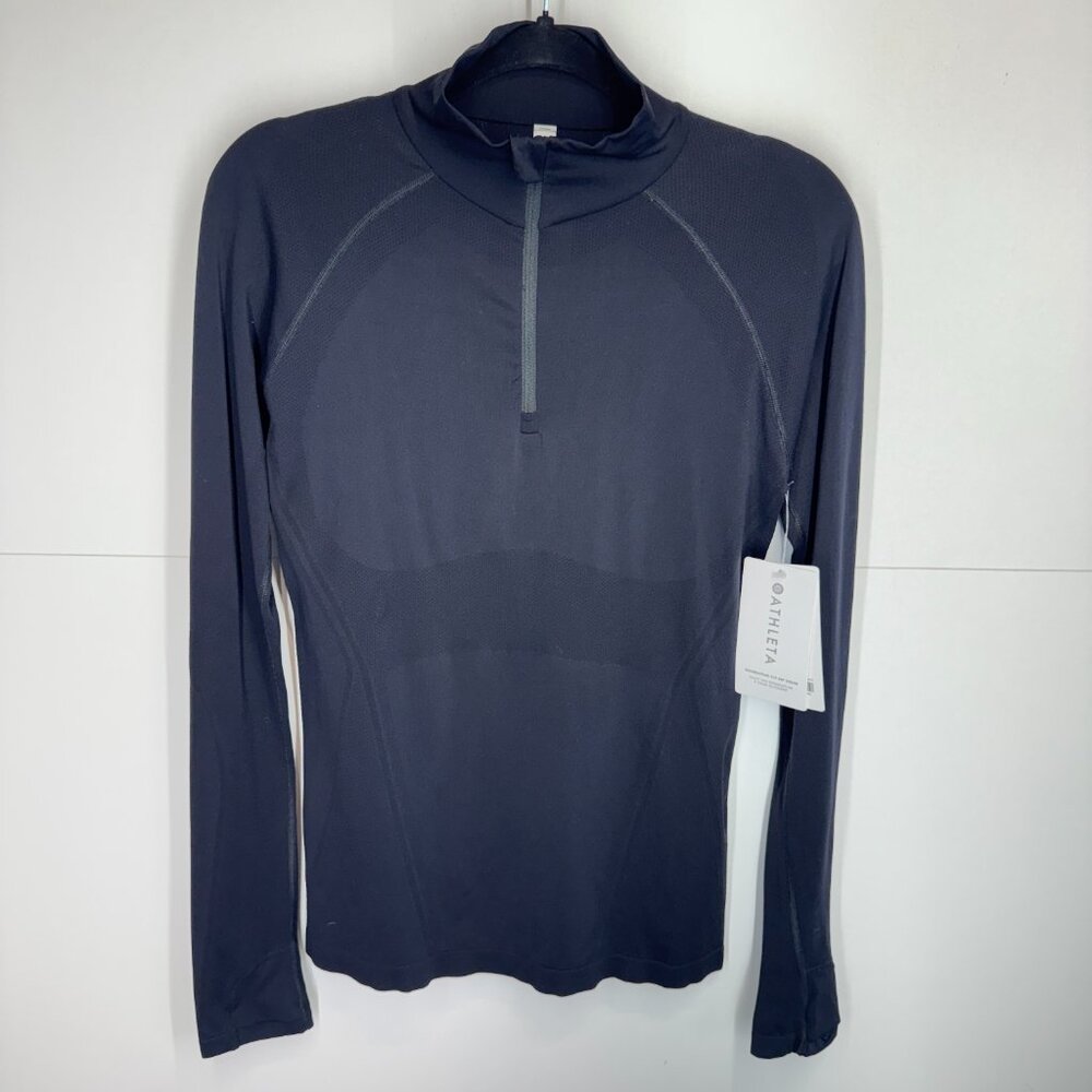 NWT Athleta Momentum 1/2 Zip Top in Black - Picture 4 of 10